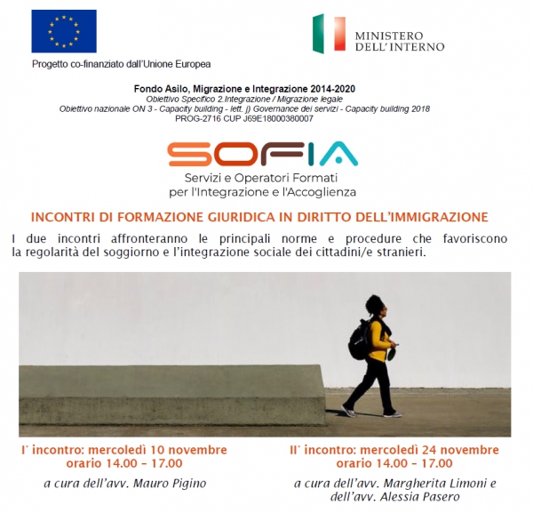 Slide Incontri di formazione giuridica di diritto dell'immigrazione - Comune di Vercelli | Progetto SOFIA