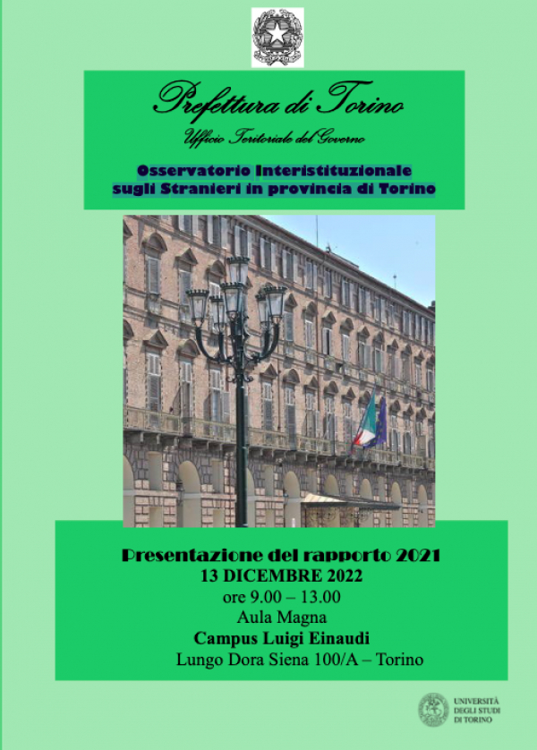 Osservatorio Interistituzionale sugli Stranieri in provincia di Torino - Presentazione Rapporto 2021