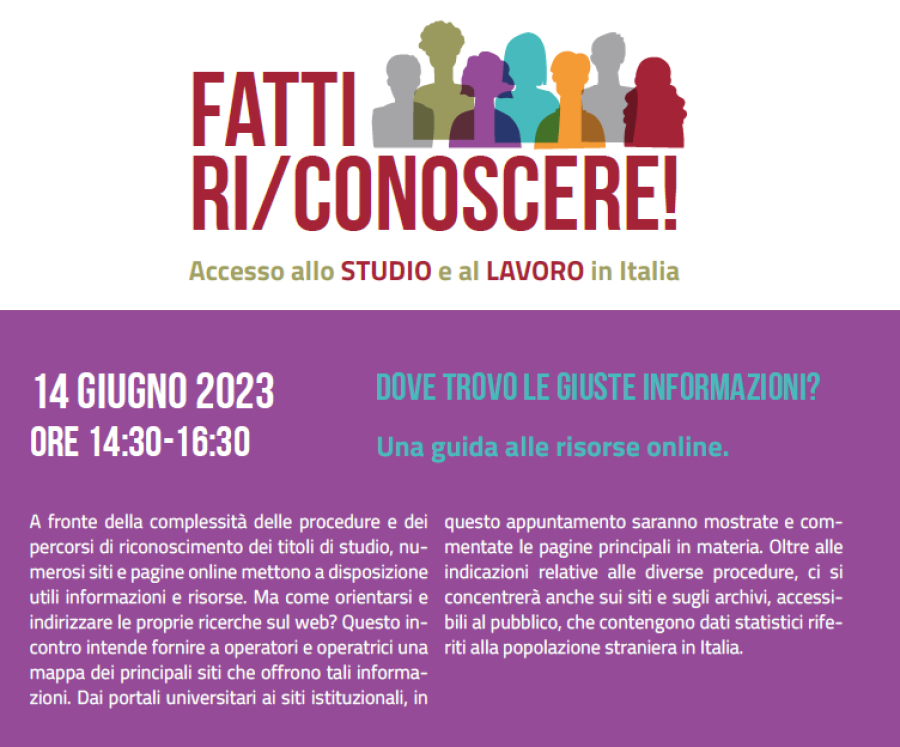 Webinar Dove trovo le giuste informazioni? Una guida alle risorse online | Progetto Fatti Ri/Conoscere!