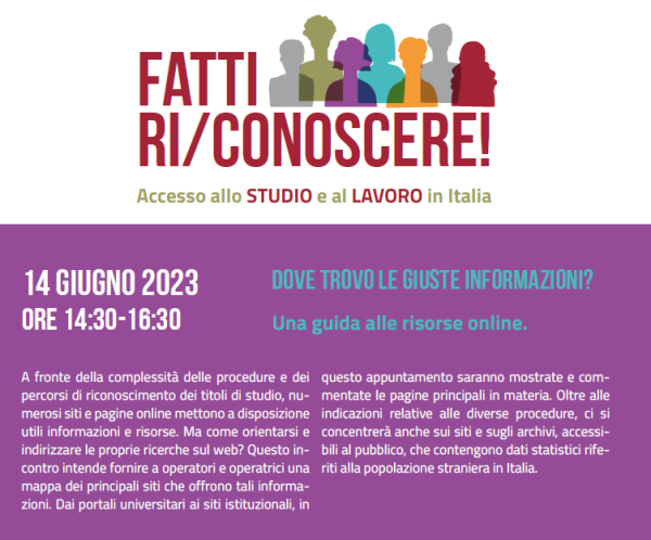 Webinar Dove trovo le giuste informazioni? Una guida alle risorse online | Progetto Fatti Ri/Conoscere!