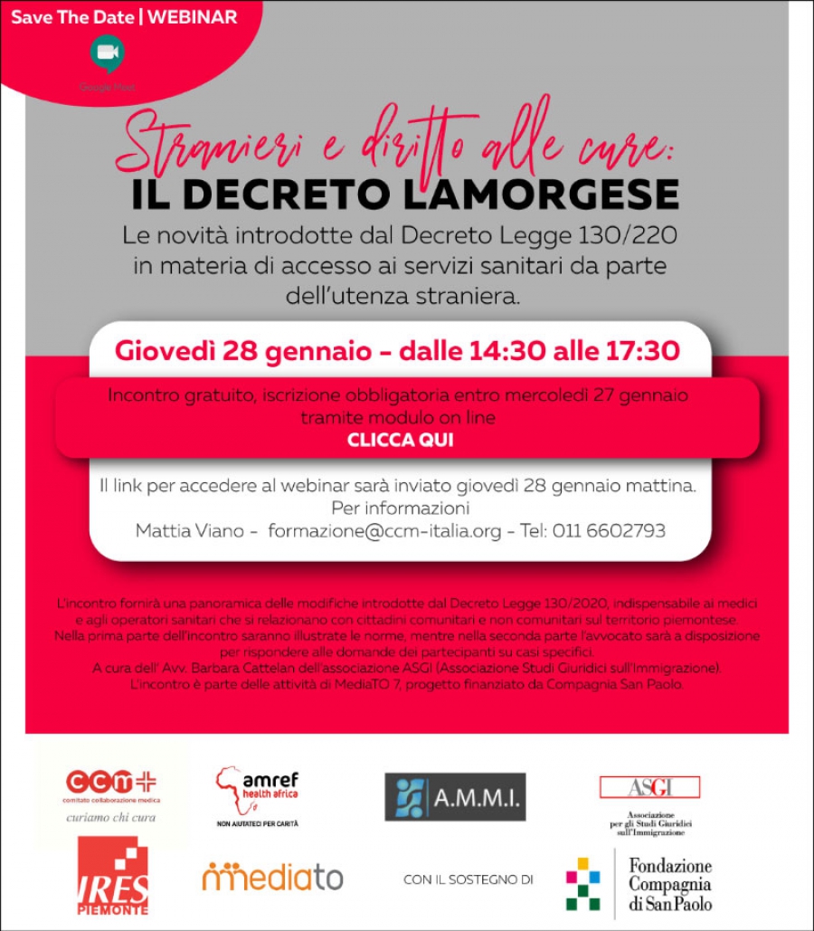 Webinar Stranieri e diritto alle cure - Il decreto Lamorgese | Progetto Mediato